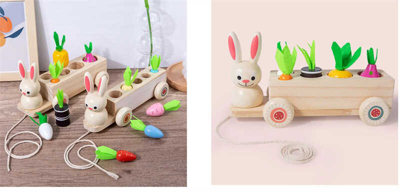 Фотография 1 товарной позиции интернет-магазина детских игрушек www.smarttoys.com.ua Логічна каталка C 60401 (48) дерев`яна, кролик, у коробці