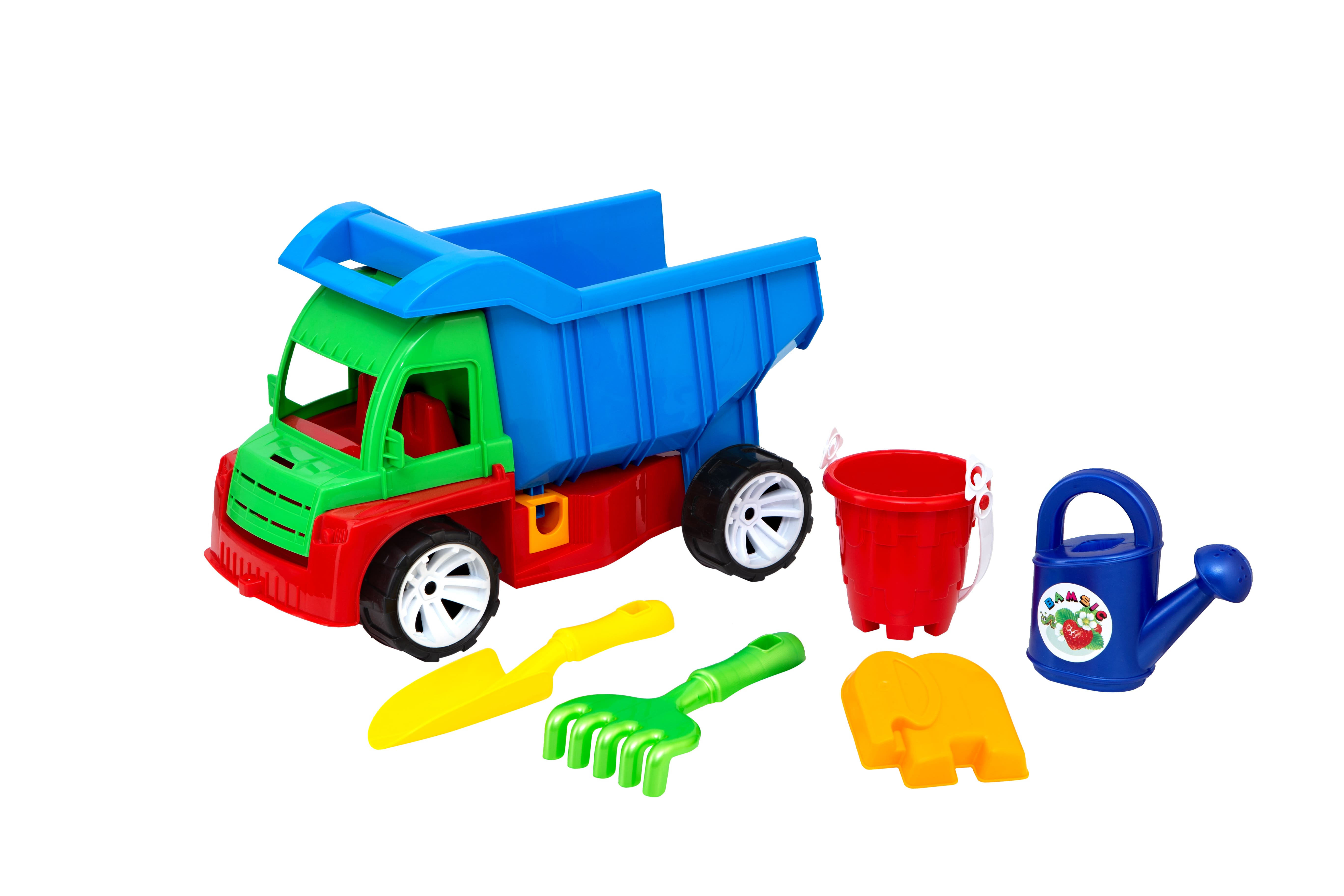 Машина "Алекс" + відро,лійка,пасочка,лопатка,граблі (36*24*17см) 085 Бамсік