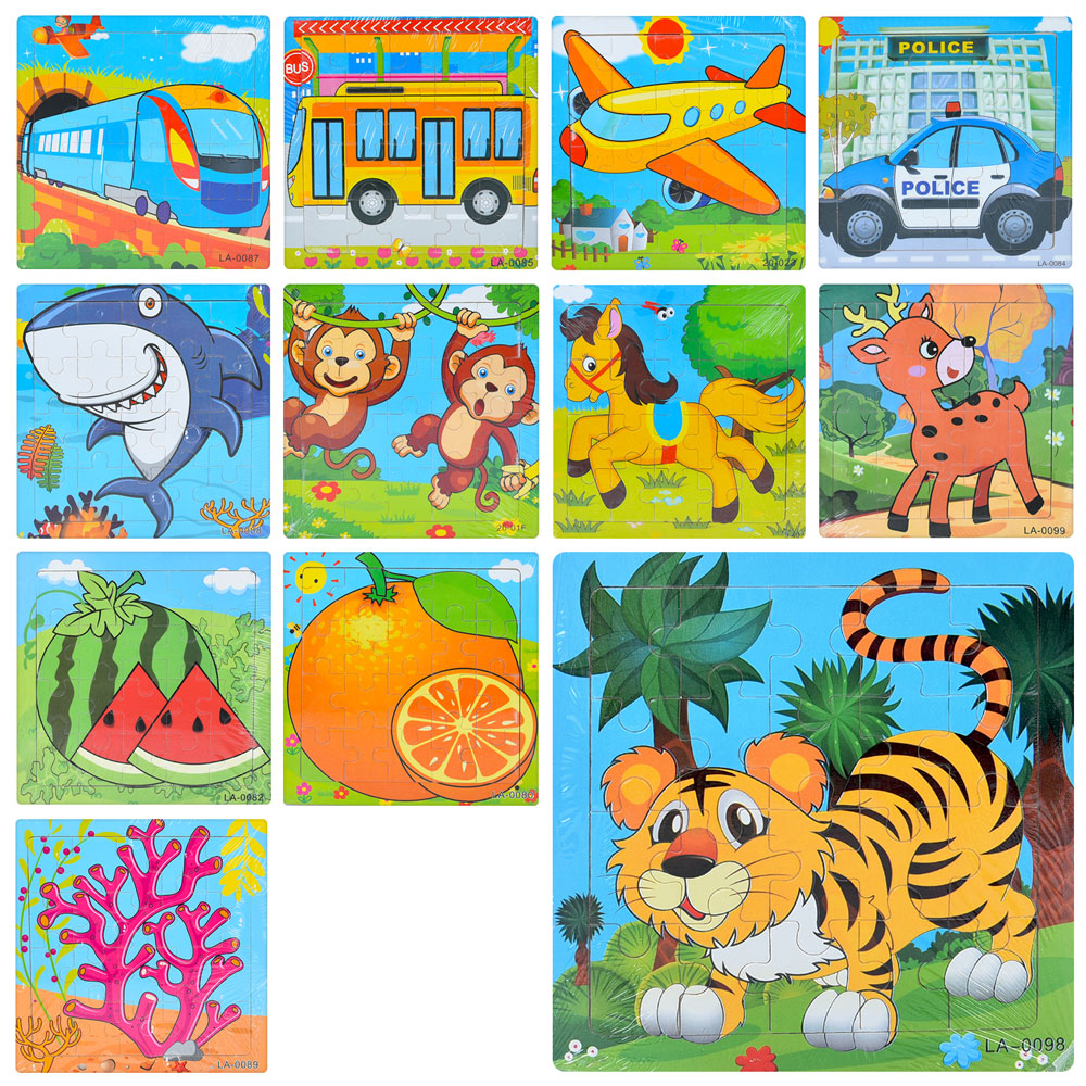 Дерев'яна іграшка Пазли MD 1994 20дет,мікс видів (тварини,транспорт,морські мешканці,фрукти),кул.,15