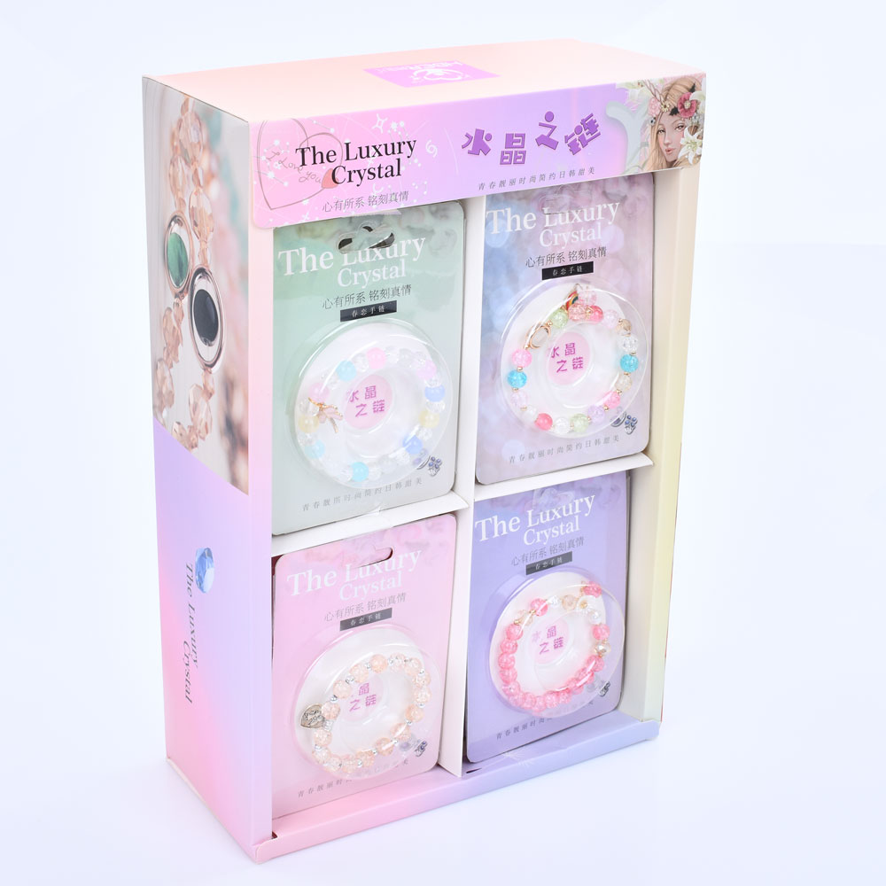 Браслет FG231110029P намистини, підвіска, лист, 24 шт. (мікс видів) в диспл., 22-32,5-10 см.