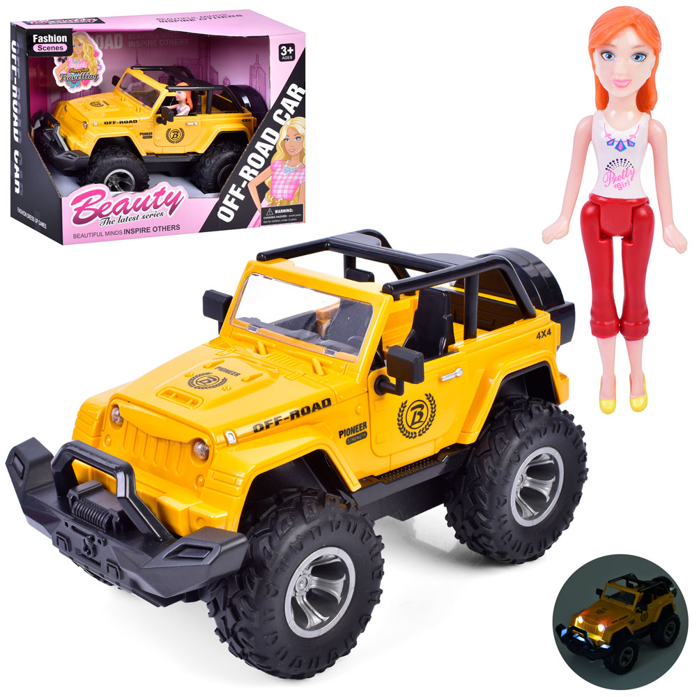 Лялька 89868 джип (гум. колеса, відчин. двері), муз., світло, бат (табл.), кор., 25-19-15 см. 