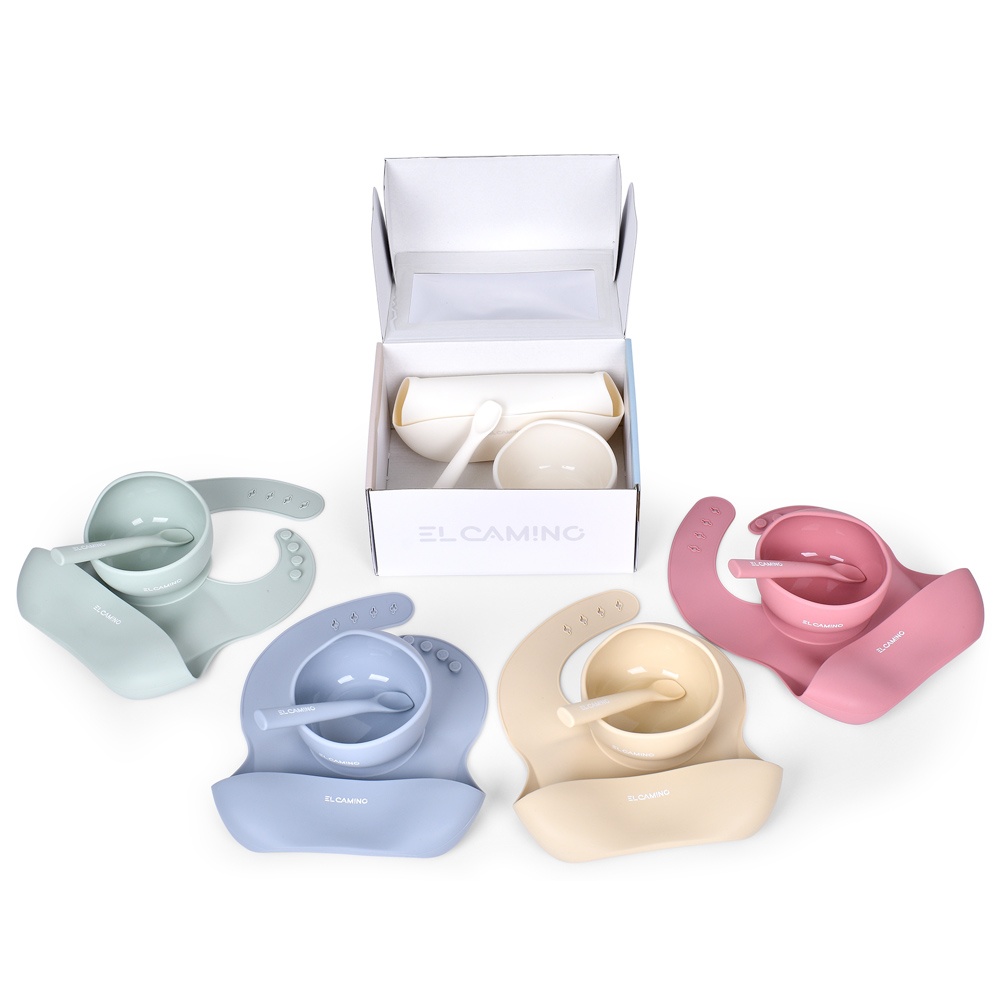 Набір силіконового посуду ME 1173-1 Mix 3 предмета в кор.(глибока тарілка, нагрудник,ложка)5кольорів