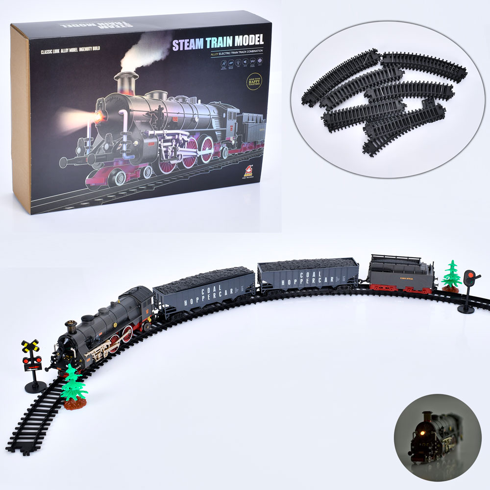 Залізниця 22922 локомотив, 3 вагони, пара/дим, муз., світло, бат., кор., 43-29-10,5 см.