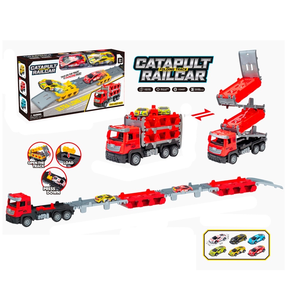 Трейлер 708-899B інерція, 22см, гумові колеса, 2в1(трек 90см),машинка7см2шт,в кор-ці29-16-8,5см