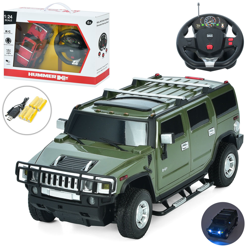 Джип 27020A радіокер., Hummer H2, 1:24, акум., гум. колеса, USB, 2 кольори,світло,кор.,42-29,5-13см.