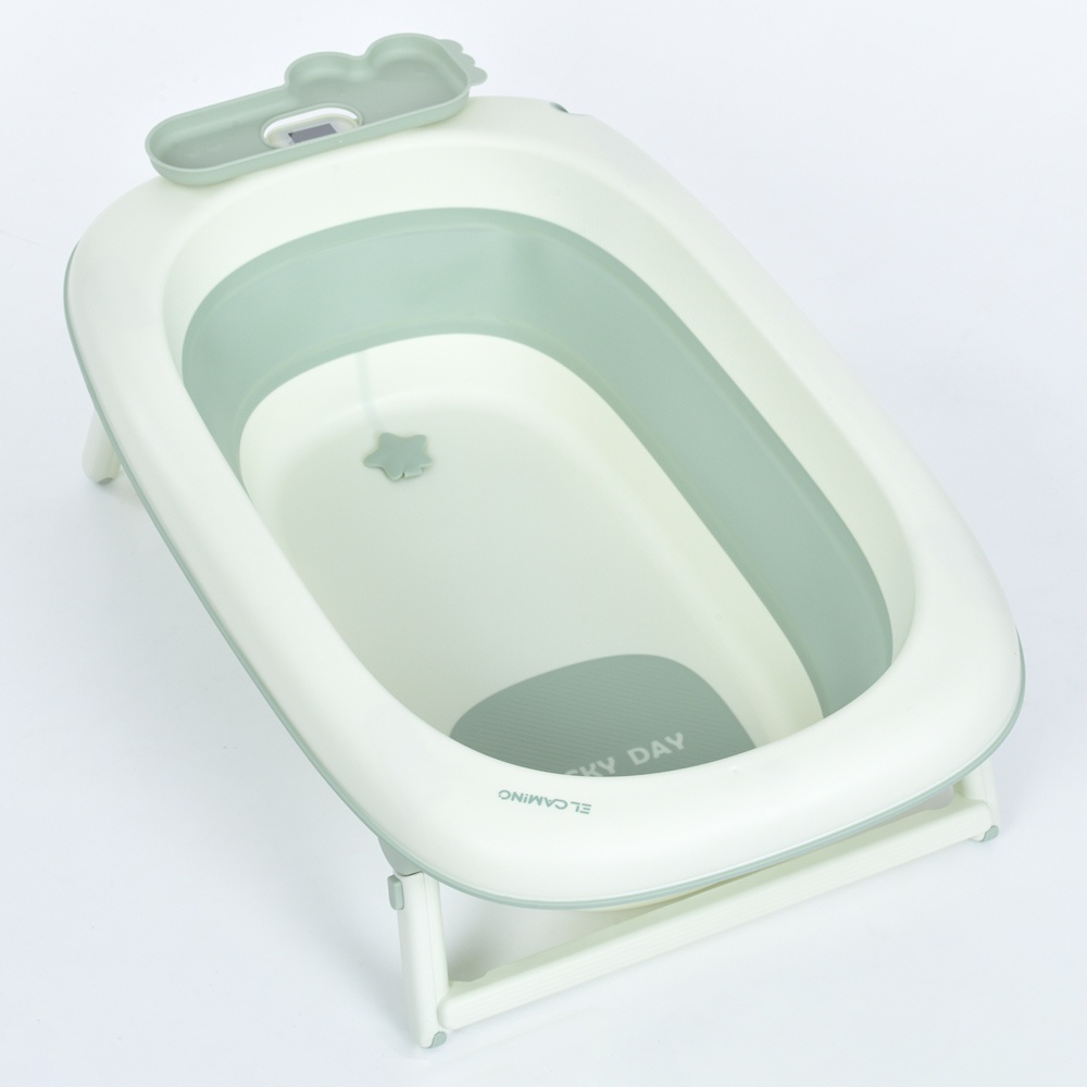 Ванночка ME 1140 T-CONTROL 2 Green-Gray дитяча,з термом.,силікон,складана 83,8*52,6*23,сіро-зелений.