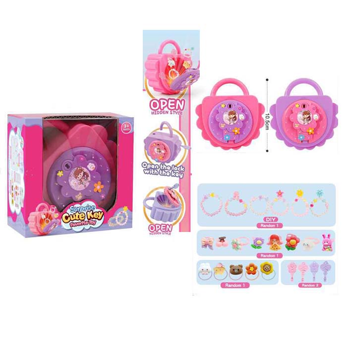 Скринька K2835 2в1(сумочка+ключ, замок+ключ),сюрприз,аксесуари(браслет,резинка,каблучка)2кольори,кор