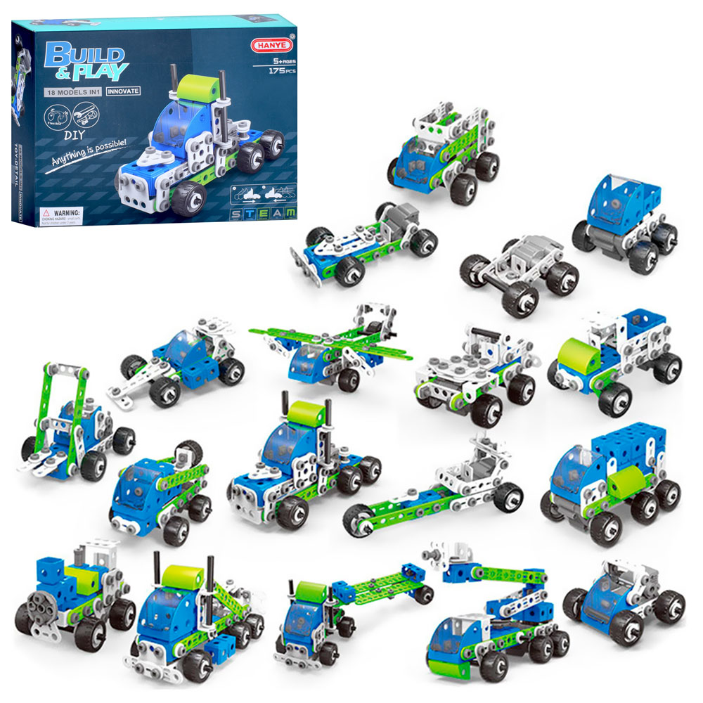 Конструктор J-7761 на шурупах, транспорт, 175 дет., валіза, кор., 32-24-8 см.