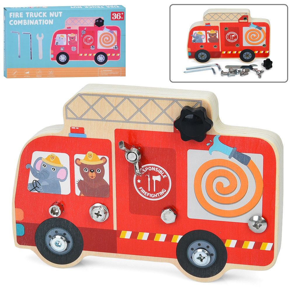 Дерев'яна іграшка Бізіборд MD 1522 автобус,викрути болти/шурупи/кріплення,інструм.,кор.,23-13,5-3см