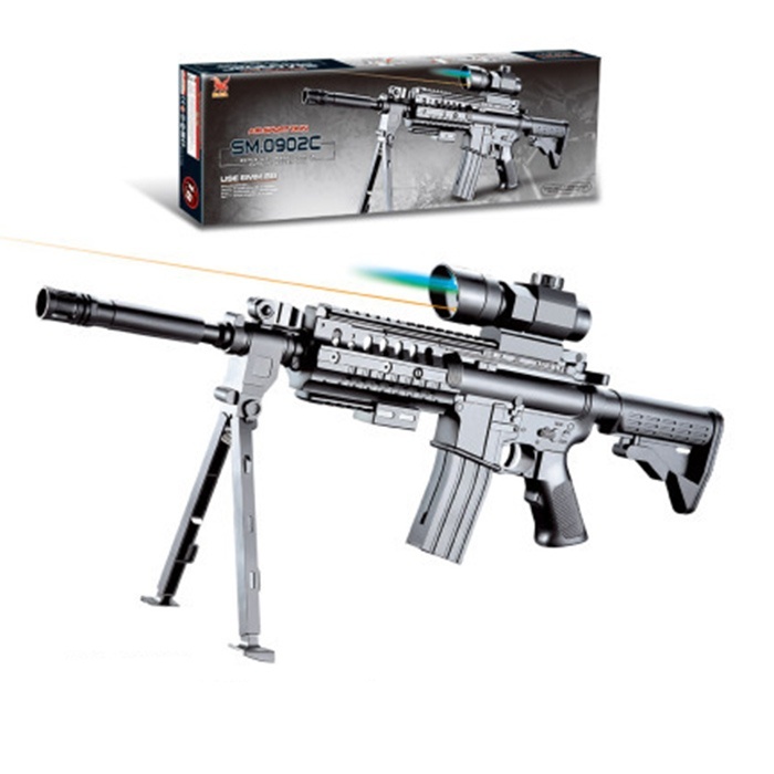 Автомат 0902C 51см, пластикові кулі, прицел, підставка, лазер, бат.(табл), кор.,55,5-17,5-5,5см