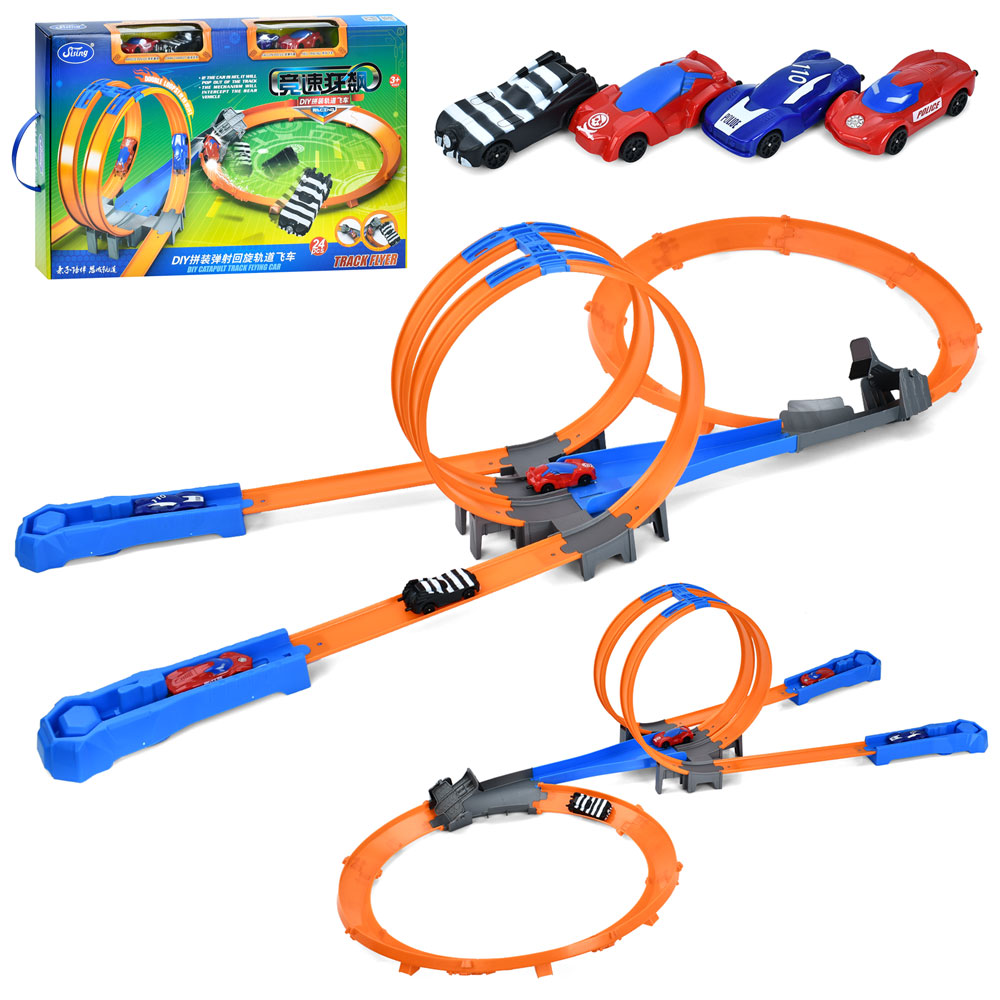 Трек SS038 оберт 360, запуск, машинки 4 шт., 24 дет., кор., 55-35-7,5 см.