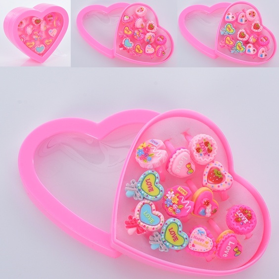 Каблучка 23010 серце, мікс видів, 12 шт., пенал, 9,5-8,5-3 см.