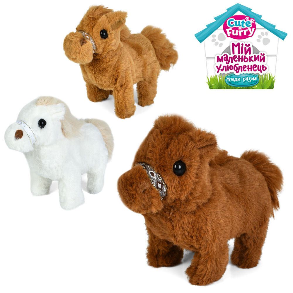 М'яка іграшка YG0262 конячка, ходить, 3 кольори, муз., бат., кул.