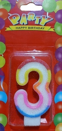 Свічка декоративна (цифра 3), 1 шт