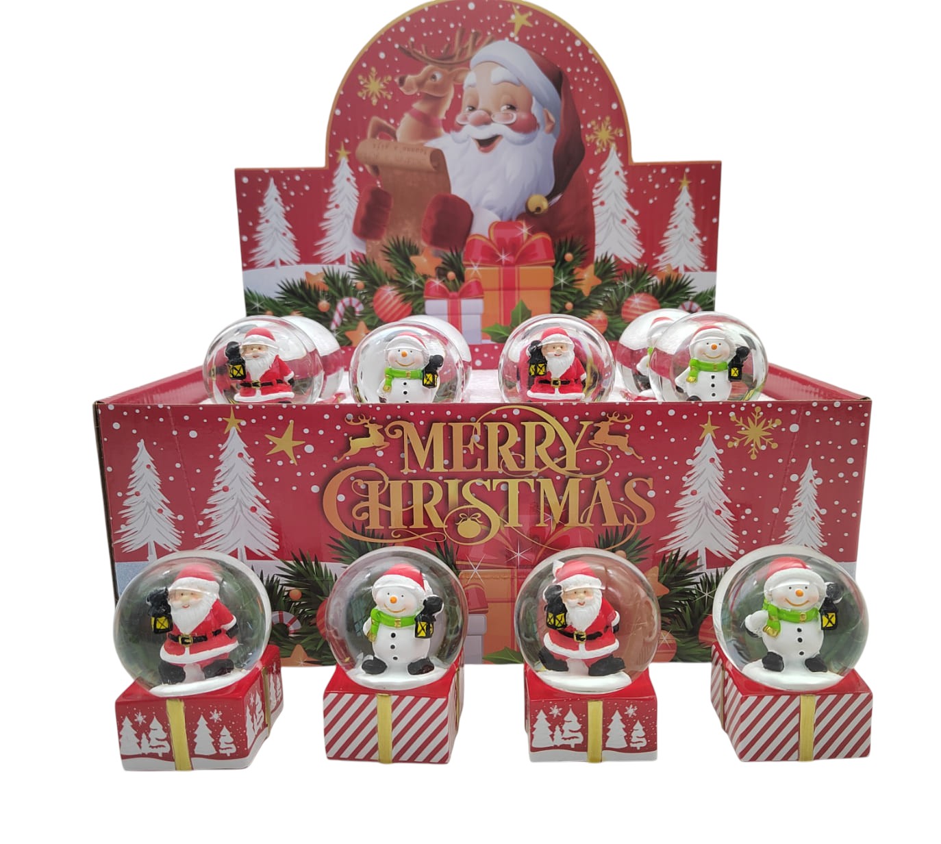 Новорічний декор M022 Різдвяний декор, сніжна куля, 4 види,12 шт. в диспл., 27-10-20,5 см.