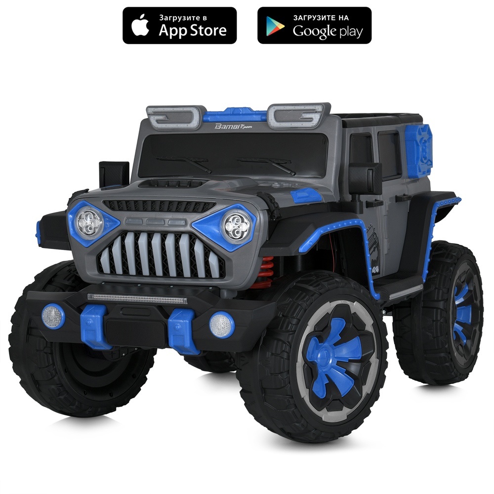 Джип M 5845EBLRS-4 радіокер.2,4G,1*12V12AH,4*45W,MP3,TF,USB,BT,EVA,шкіра,муз.,світло,фарб. блакитний