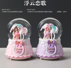 Декоративна куля WY2025-P012  сніжна куля, Dream Angel,  муз., світло,2 види. бат.,кор.11-11-в16см,