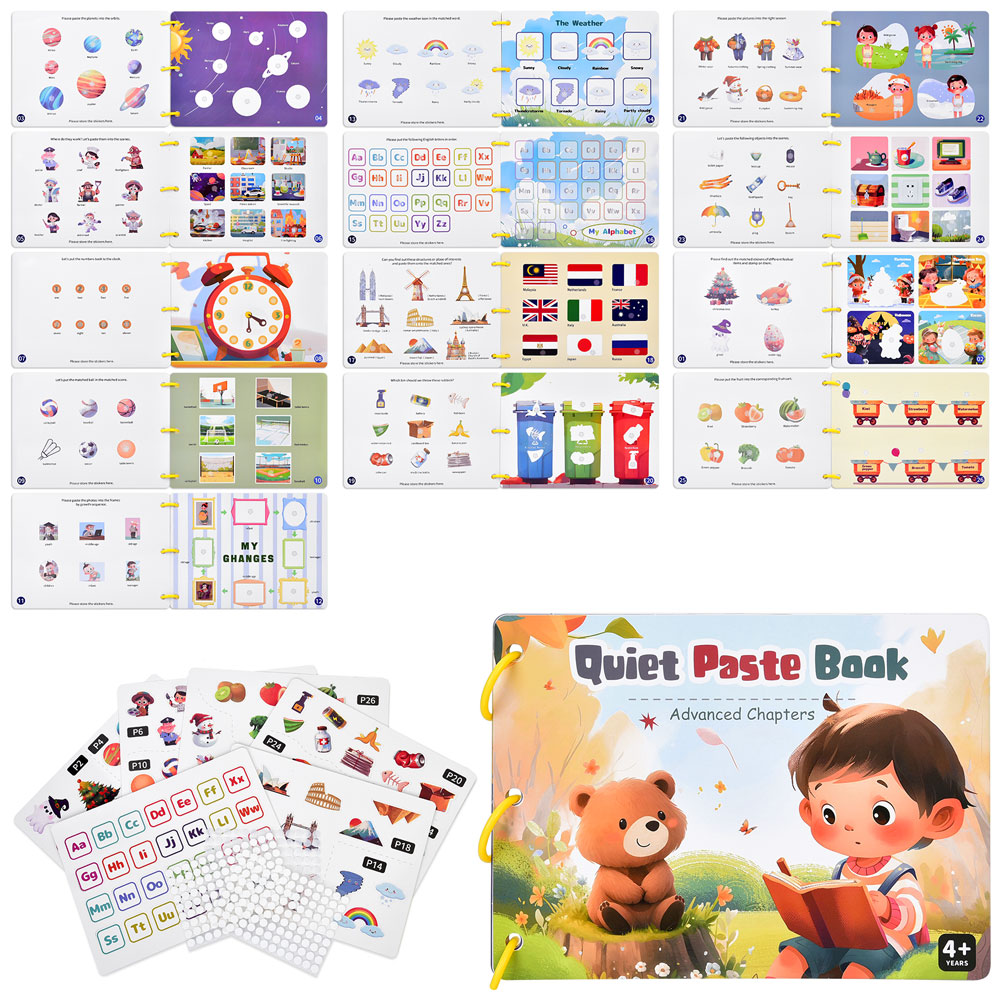 Гра HT030 навчальний альбом, навчальна книга, книга-наліпки, дошкільне навчання, кул., 29-21-1,5 см.