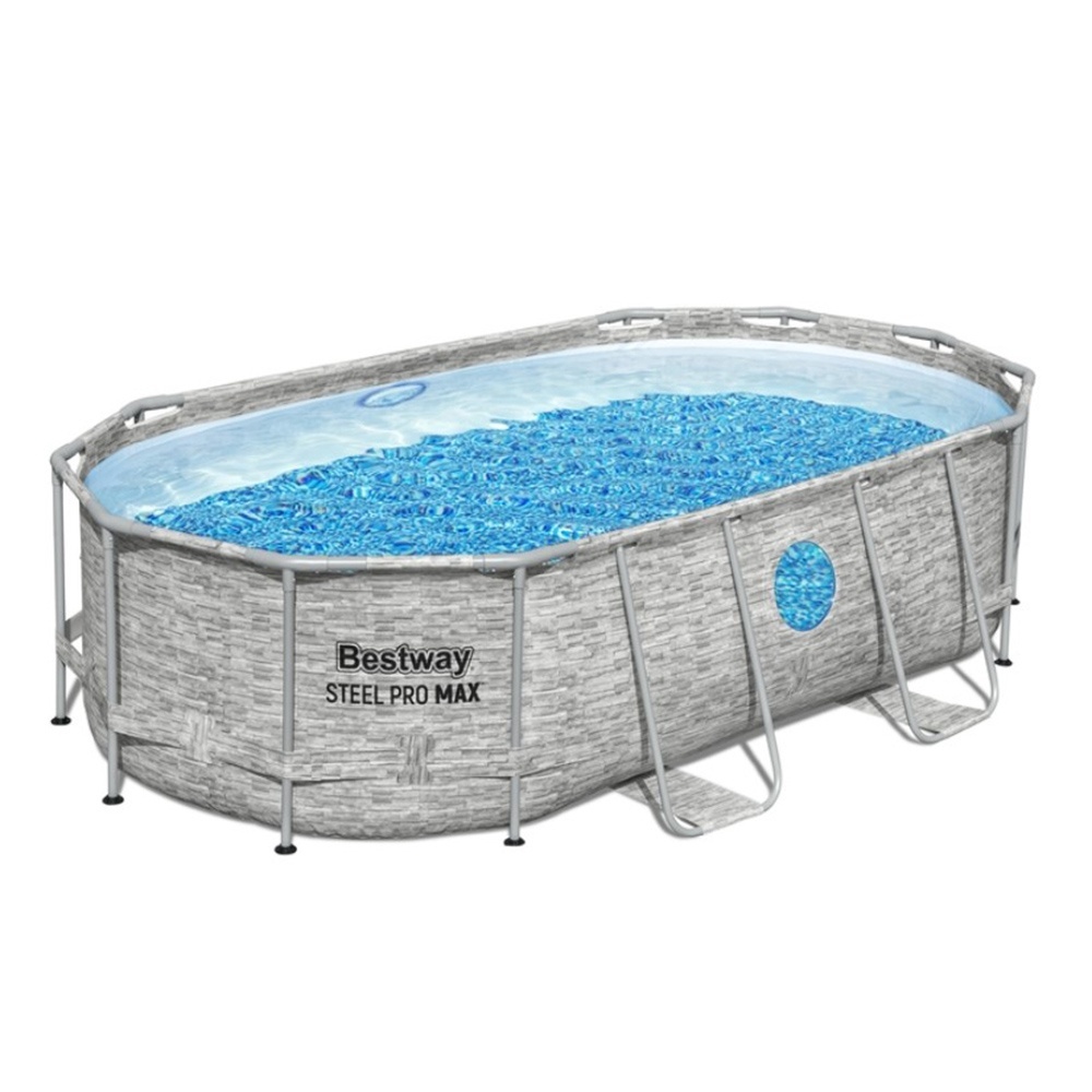 Басейн каркасний BW 56714 7250 л, фільтр-насос,сходи,підстилка,тент,вікно 2 шт.,ротанг,427-250-100см