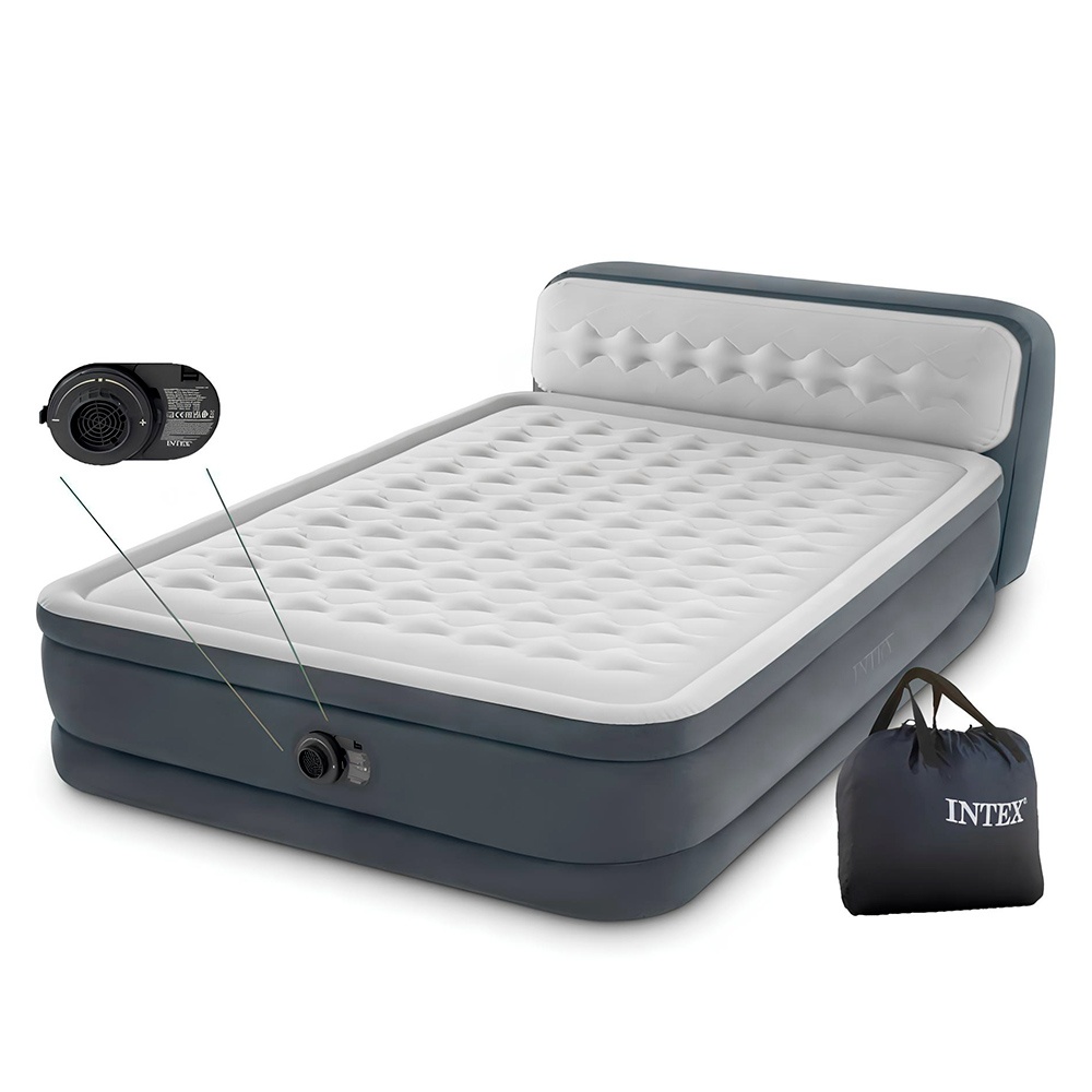 Велюр ліжко 64448 спинка, вбудований.насос 220-240V, до 273кг., сумка, кор., 203-152-86 см.