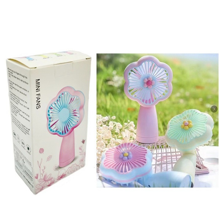 Вентилятор MK 5612 2в1(ручн./портатив.,настіл.),квітка,2реж.,акум.,USB,3кольори,світло,кор.,8,5-16-5