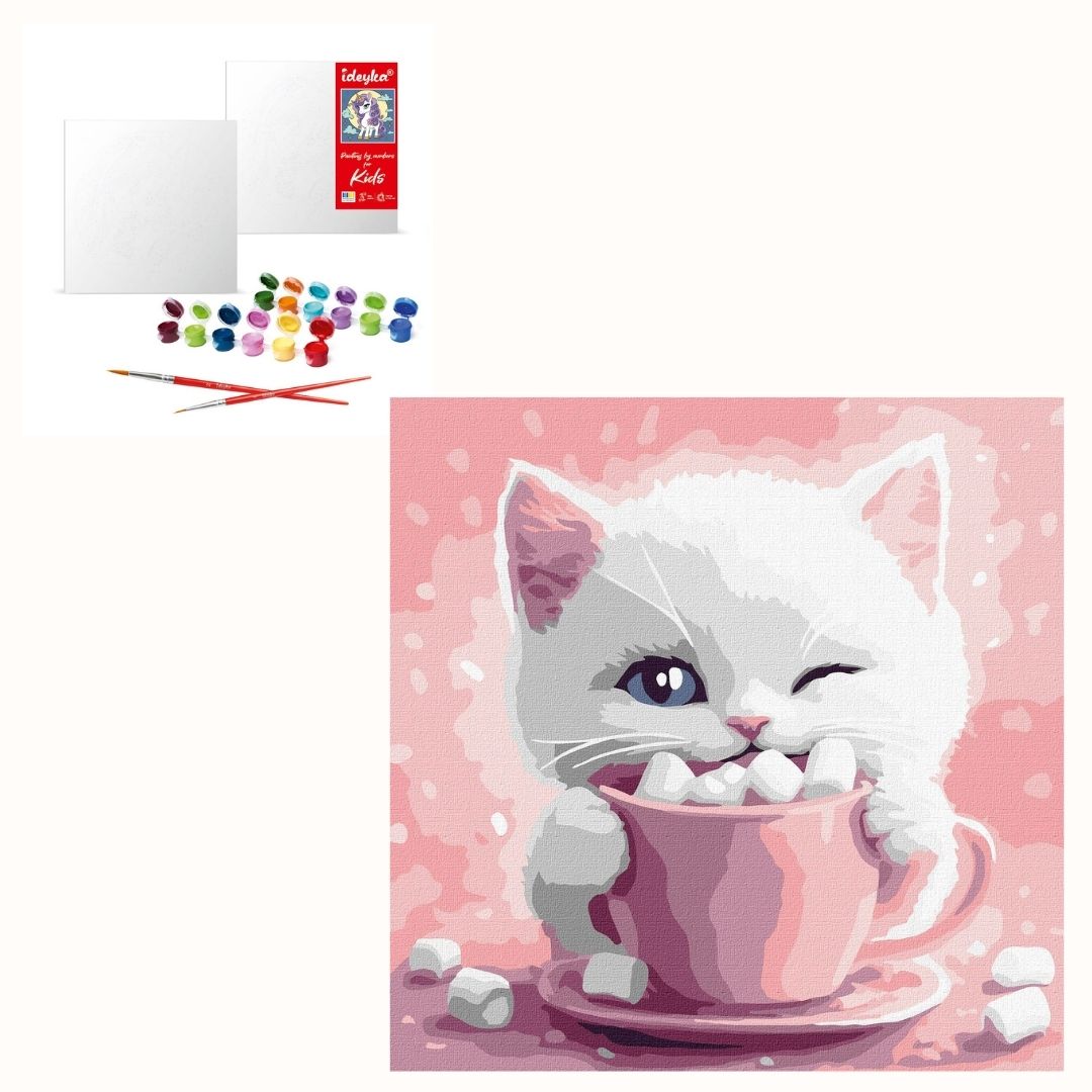 Набір для розпису по номерах "Какао для котика (картина № 3)" 30х30см