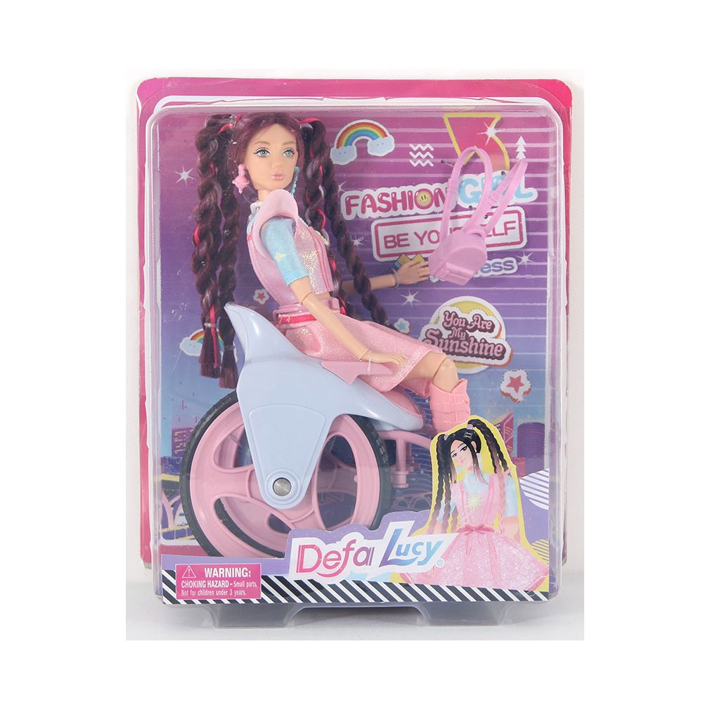 Лялька DEFA 8499 шарнірна, на візку, рюкзак, кор., 23-26-10 см.