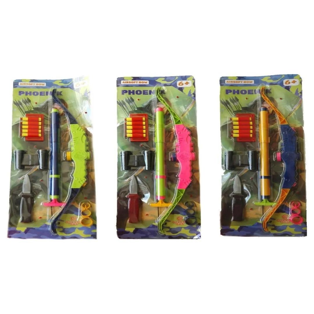 код:950, 20шт, "Фенікс" лук стріляє м'якими липучками, довжина - 68 см, висота - 25 см.