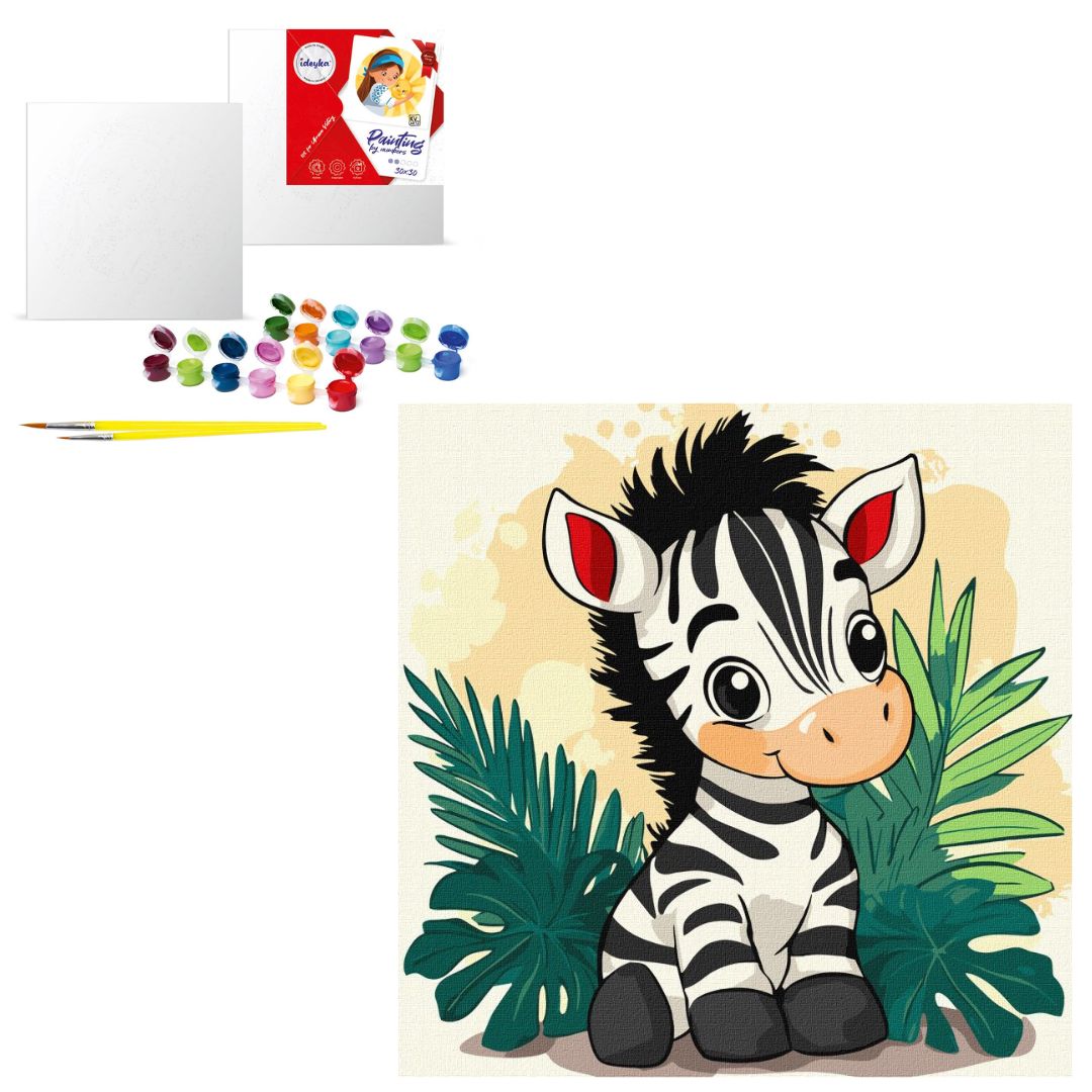Набір для розпису по номерах для дітей "Весела зебра" 30х30см
