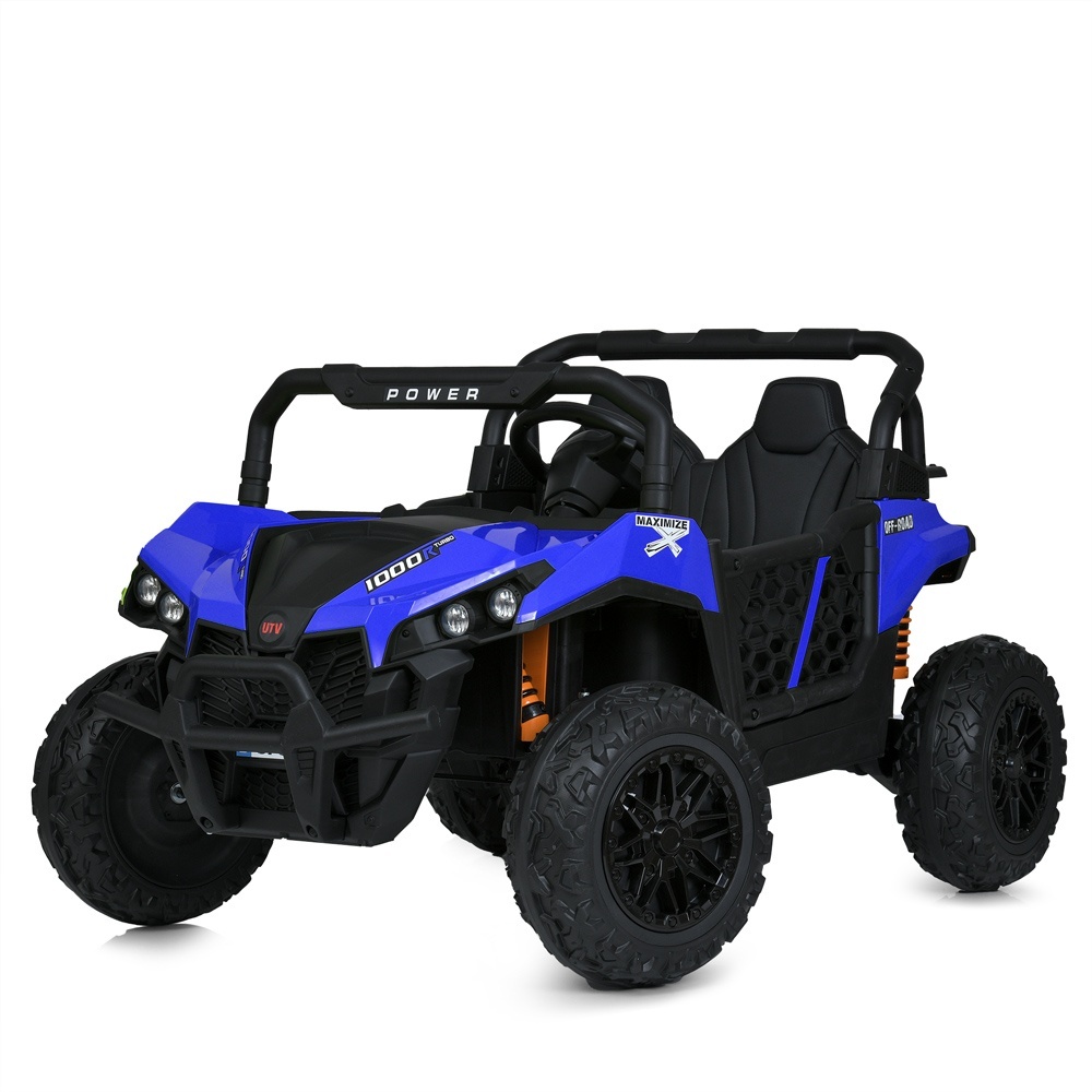 Джип M 5911EBLR-4-2(24V) 1*24V7AH, 2*150W, шкіра, TF, MP3, USB, TF, APP, муз., світло, блак.-чорний.