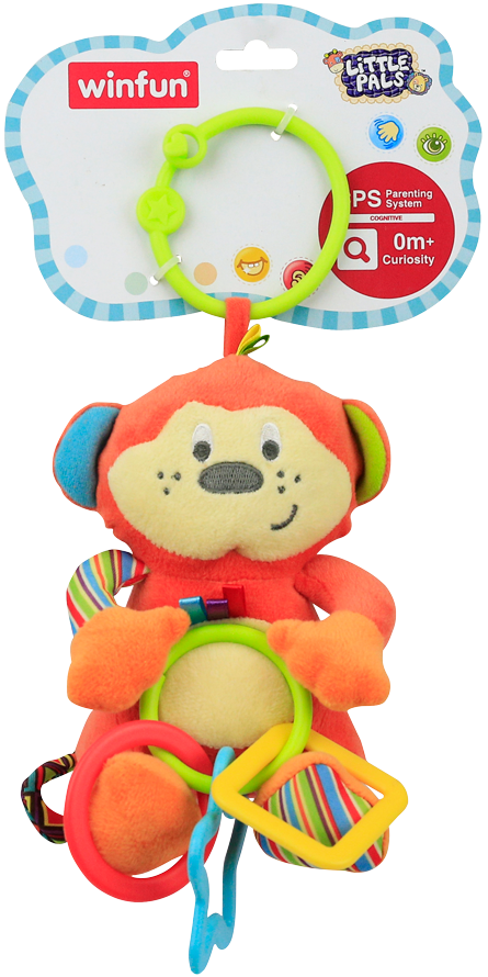 Підвіска на коляску 0119-NI WinFun мавпочка (брязкальце, шарудіння), плюш., лист