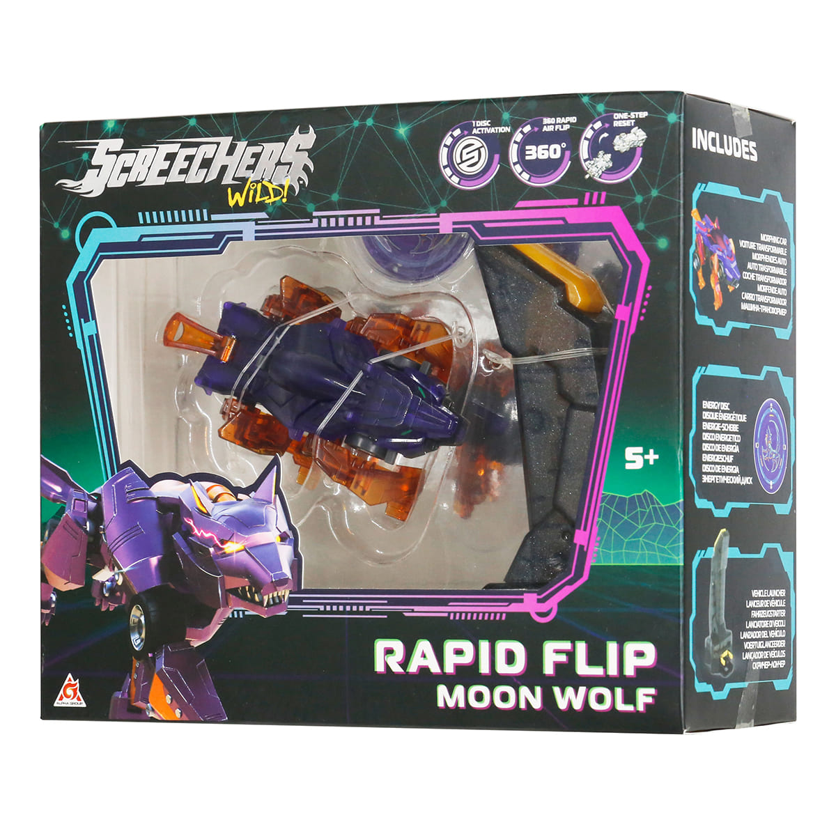 Ігровий набір SCREECHERS WILD! S5 L0.5 V2 - МУН ФУЛФ (запускач, машинка-трансформер)