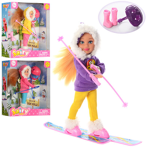 Лялька DEFA 8310 лижі, взуття, шолом, 3 кольори, кор., 15-16,5-6 см.