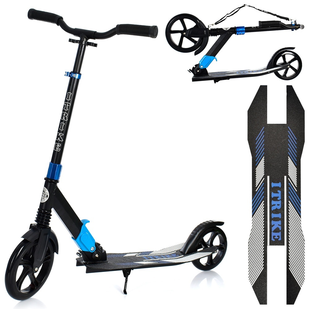 Самокат SR 2-079-BL доросл.,алюм.,кол2штПУ230-200мм,кермо90/101см,підніж.56/31-13см,аморт.,підставка