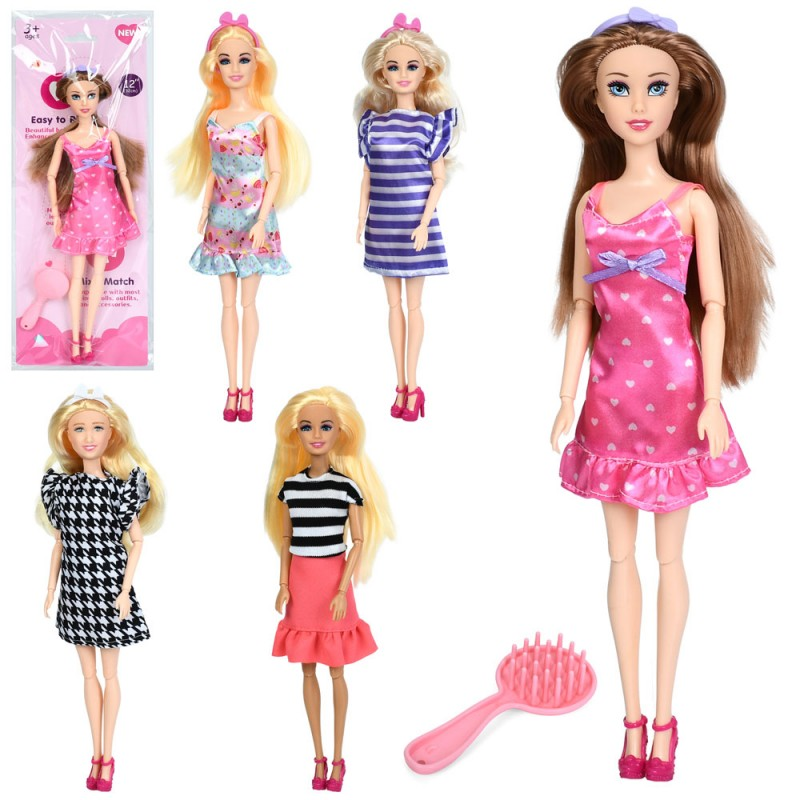 Лялька A813B-1-2-3-10-11 шарнірна, 5 видів, лист, кул., 13-36-4 см.