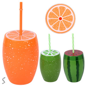 Склянка з кришкою та трубочкою "Fruits" 600мл R38206