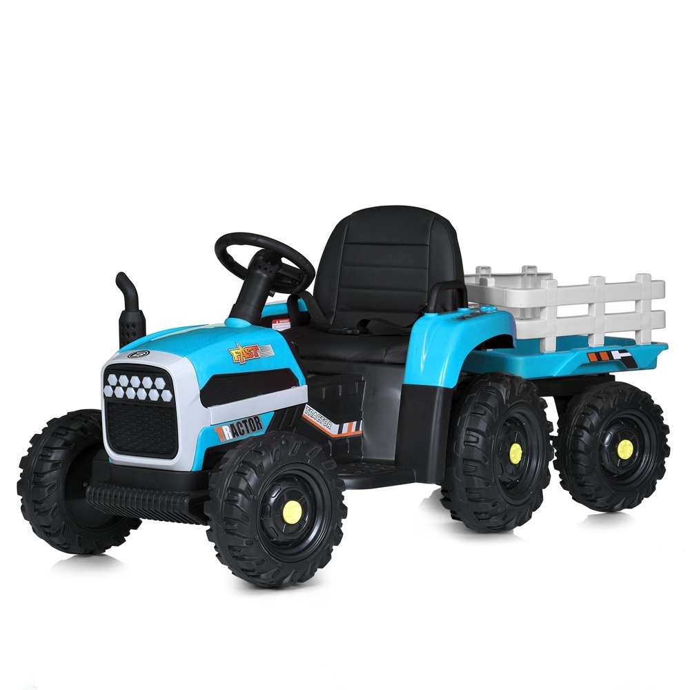 Трактор M 5733EBLR-4 2,4G радіок.,з причепом,акум.12V7AH,2мот.30W,ВТ,MP3,USB,EVA,муз.,світло,синій