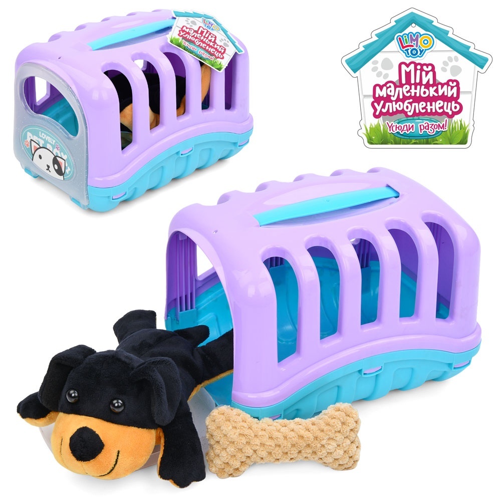 Собака 100K-T-3 плюш, переноска, кул., 20-14-15 см.