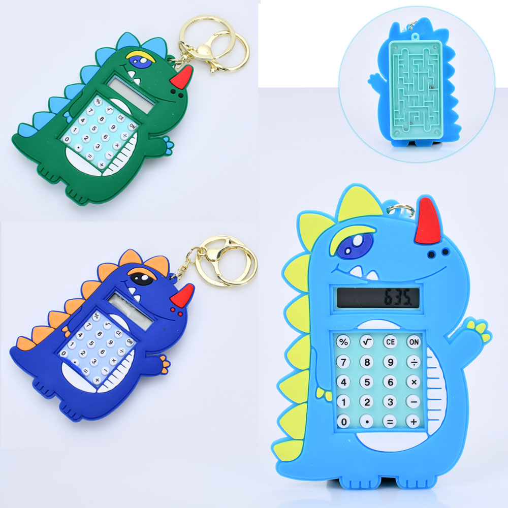 Калькулятор FG231115198Q динозавр, 2в1 (лабіринт), брелок, 3 кольори, бат. (табл.), кул., 12-10-2 см