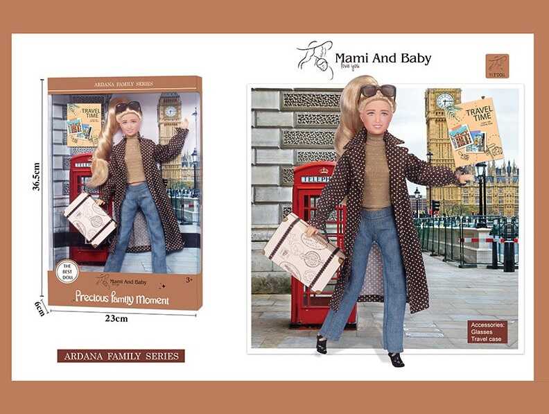 Фотография 1 товарной позиции интернет-магазина детских игрушек www.smarttoys.com.ua Лялька A 791-3 (48/2), висота 30 см, шарнірні суглоби, окуляри, взуття, в коробці