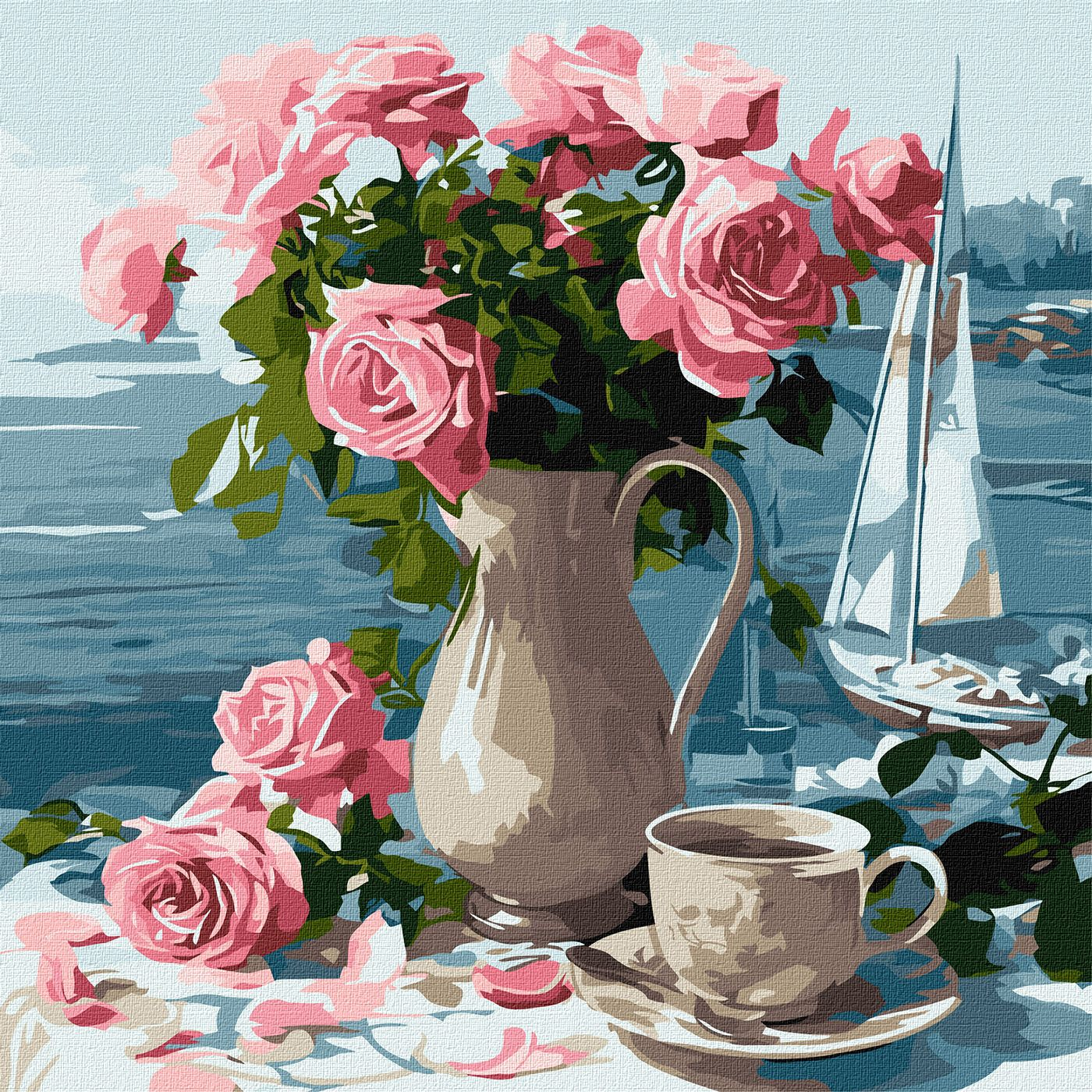 Набір для розпису по номерах "Ранкові троянди" 40x40см