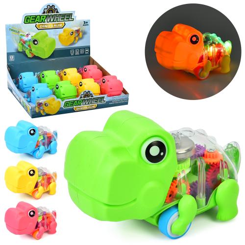 Іграшка 878-21 динозавр, шестерні, 4 кольори, світло, бат.(таб.), 8 шт. в диспл., 35-31-10 см.