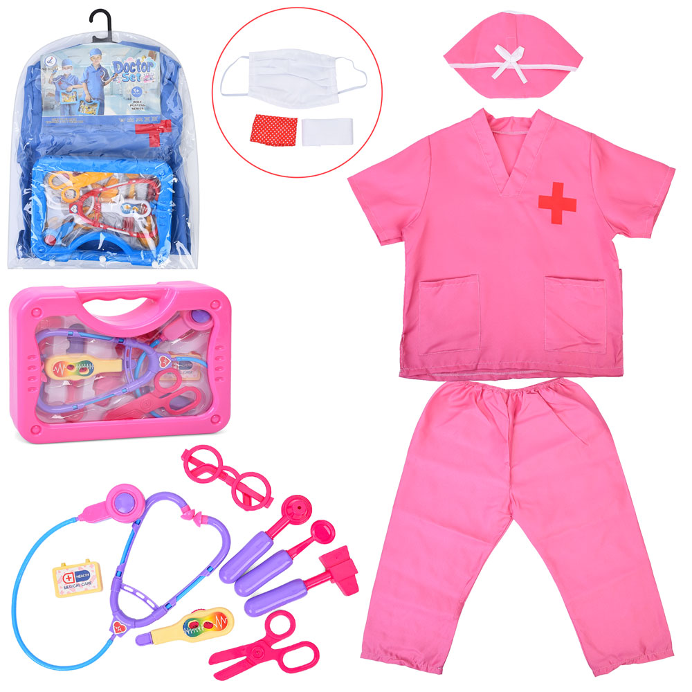 Набір лікаря 833-61-62 костюм(сорочка ш40-д45см,штани ш40-д56см,мед. шапоч.,маска),чемодан,стетоскоп