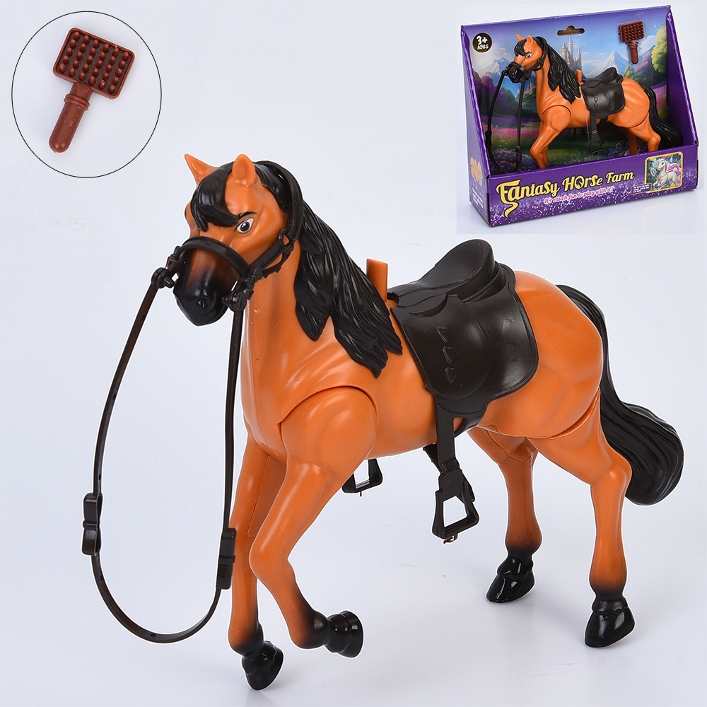 Конячка 3212A 18см,звук, рухливі ноги та хвіст (механіч), гребінець, бат(табл), в кор.,23-18.5-6,5см