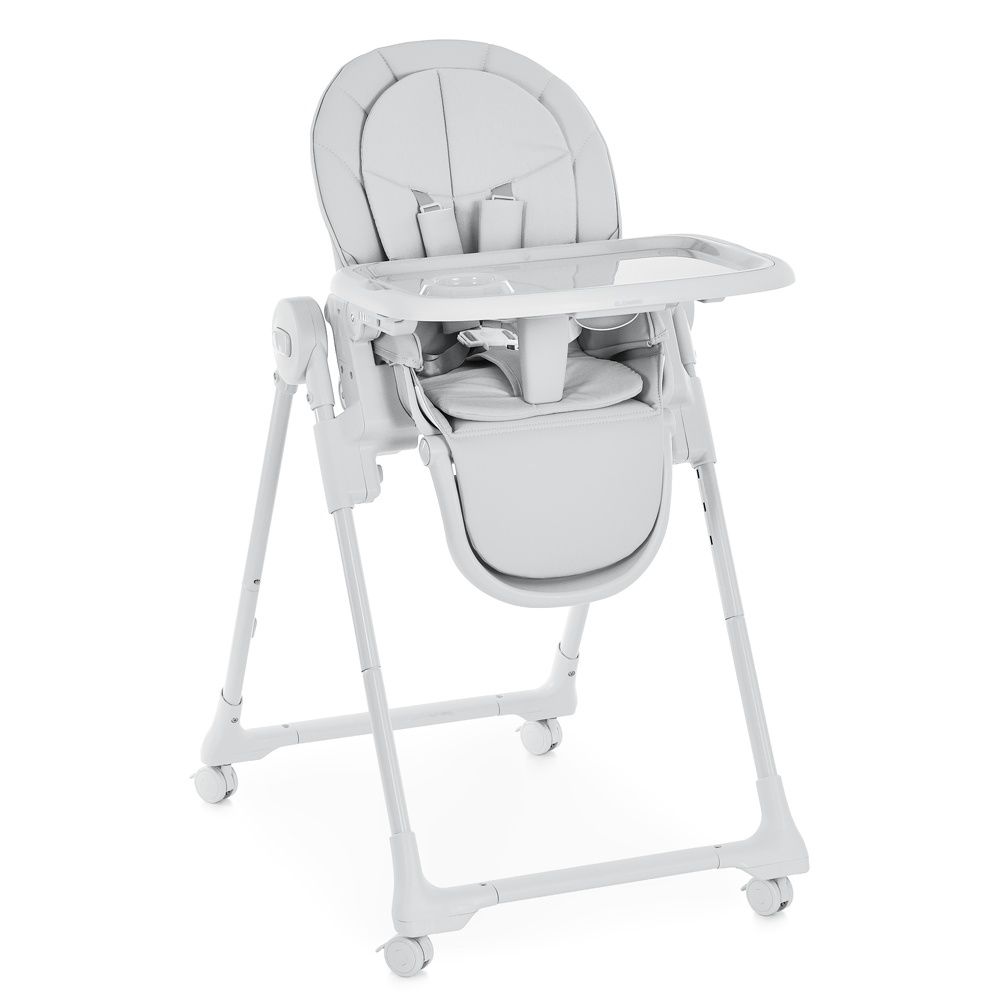 Стільчик El Camino CRYSTAL ME 1037 Nude Gray для годування,5-точ.ремені,матрац,4 колеса,шкір., сірий