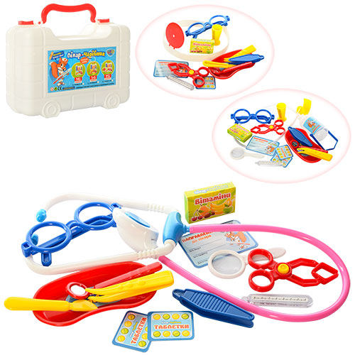 Лікар M 0464 ABC U/R (72шт) 3 види (15 предметів, 16 предметів, 14 предметів), в валізі, 20-16-7см