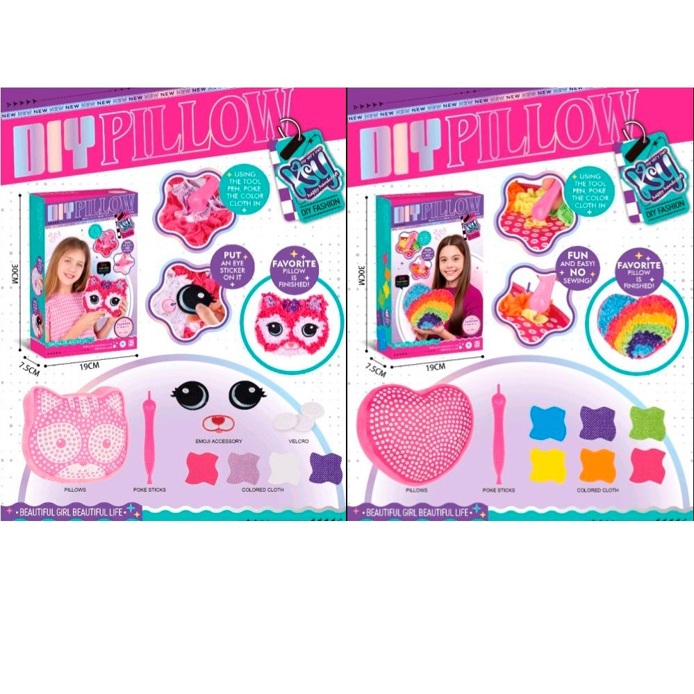 Набір для творчості KSY971-73 тканинна мозаїка,подушка-серце,кольорова тканина,2 види,кор.,19-30-8см