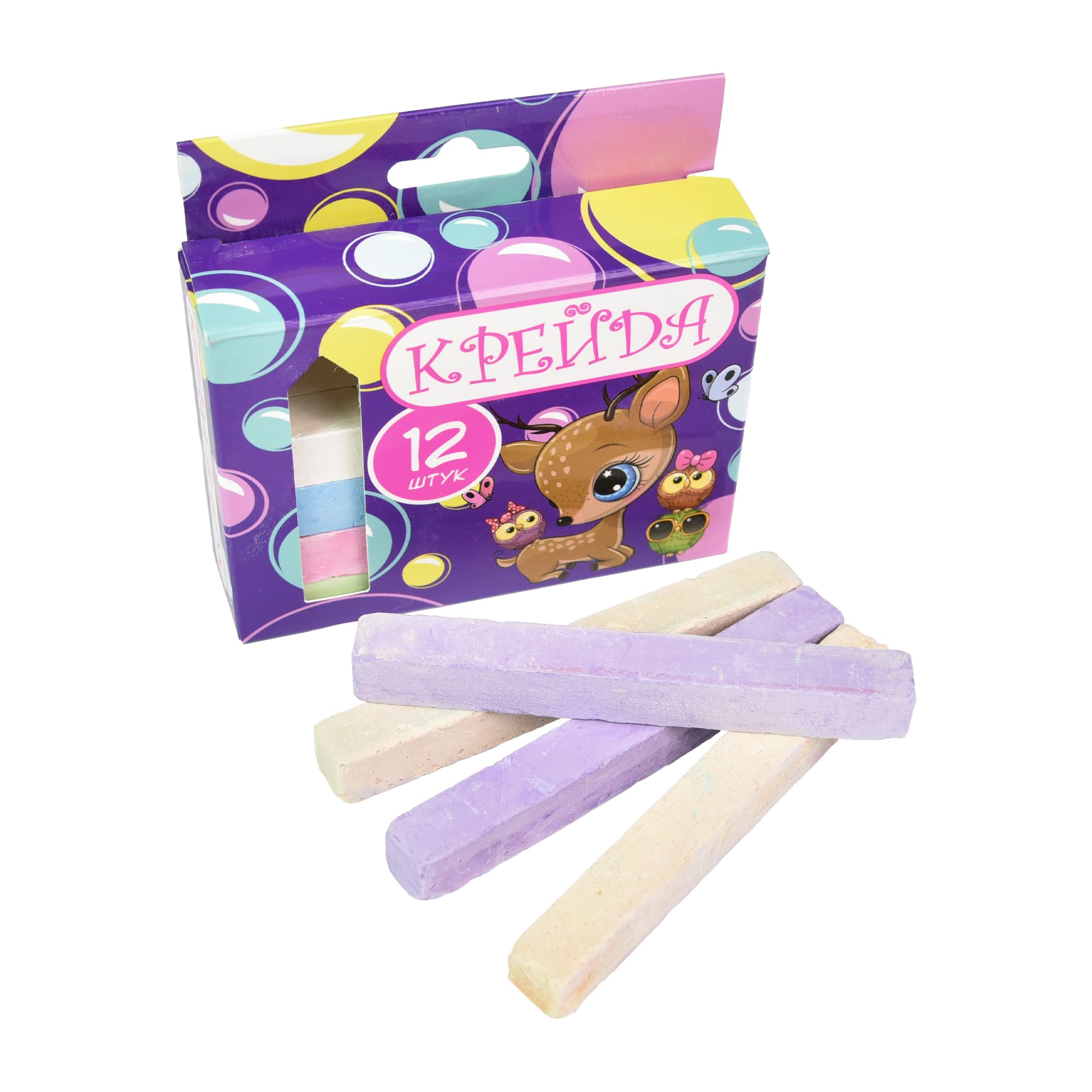 Крейда Квадрат шкільний - 12 штук Strateg різнокольорова (50114)