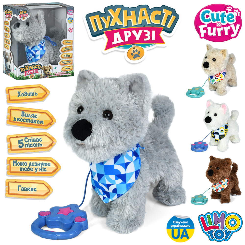 Собака M 6218 I UA дист.кер.(повідець),сенсор на голові,лиже,ходить,рух.хвіст,4 види,муз.(укр.),кор.