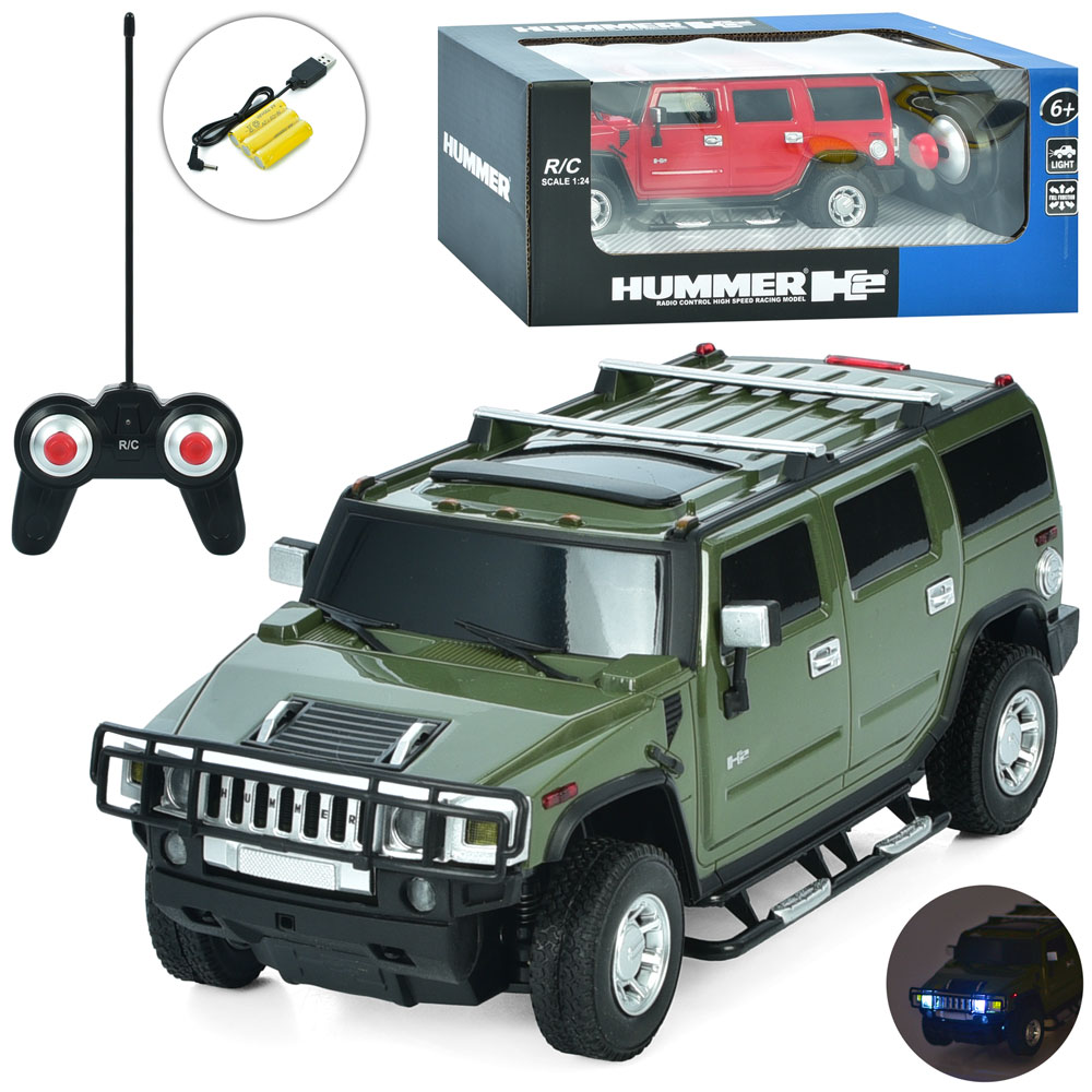 Джип 27020 радіокер., Hummer, 1:24, акум., гум. колеса, USB, 2 кольори, світло, кор.,28-11,5-14,5см.